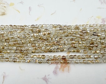 4mm Twilight, Crystal, Czech Glass Fire Polish Beads, 50 per Strand