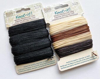 Waxed Brazilian Cord, Black Waxed Brazilian Cord, Java Mix Waxed Brazilian Cord, 4 x 15 Yards Each