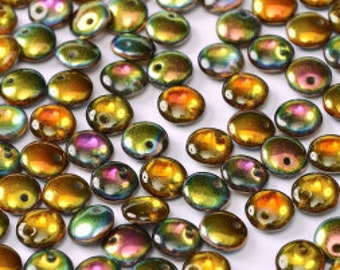 6mm Crystal Magic Copper Lentil Beads, Single Hole Top Drilled Lentil Beads, 50 Pieces