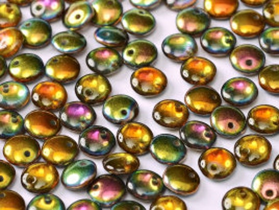 6mm Crystal Magic Copper Lentil Beads, Single Hole Top Drilled Lentil Beads, 50 Pieces