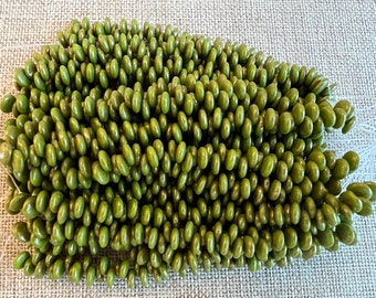 6mm Gold Marbled Opaque Olive Lentils, 50 Beads, Czech Glass Lentil Beads, Single Hole, Top Drilled Lentil Beads, Great Beads for Kumihimo