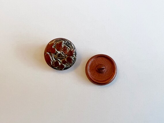 18mm Round Lacy Three Flower Design Button, Transparent Light Smoky Topaz Finish and Antique Gold Paint, Shank Button, Czech Glass Button