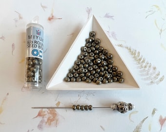 Baroque Pearl Dark Olive, Size 6 Baroque Pearl Dark Olive Beads, Miyuki Baroque Pearls, 6 to 7 Gram Tubes