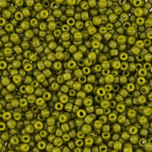 TOHO Size 8 Semi Glazed Olive Frosted Seed Beads Size 8/o Round, TOHO Color 2601F Seed Beads In 2.5 Inch Tubes