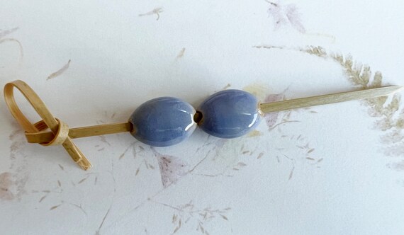 NEW! Set of Two, Golem Solid Color Glazed Stoneware, A Pair of Small Almond Shaped Beads in a Solid Color Glaze, Spacer Beads