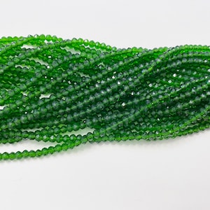 Emerald Green Crystal Rondelle Beads: 4mm, 140 Beads Strand