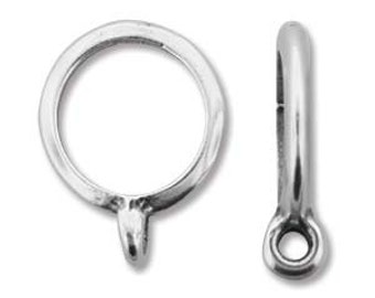 Antique Silver Bail With Loop Component, Overall Measurement  17 X 12.5mm, Interior Diameter 10mm, Antique Silver Bail With Loop
