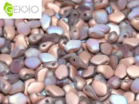 Gekko Beads 3x5mm, Brown Rainbow, Matte Finish, 100 Gekko Beads Per Bag