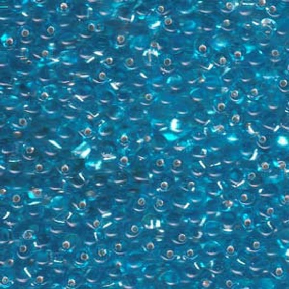 Miyuki Drop Beads, 3.4mm Transparent Silver Lined Aqua, 25g tubes