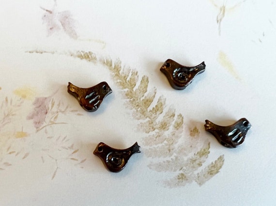 12mm Little Bronze Birds, Set of Four, Bronze Casting, Two Sided Design, 12mm, Bronze Little Pewter Birds