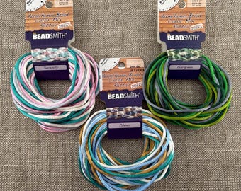 2mm Satin Cord/Rattail, Color Mixes, 4 Colors Per Mix, 3 Yards Each, (12 Total)