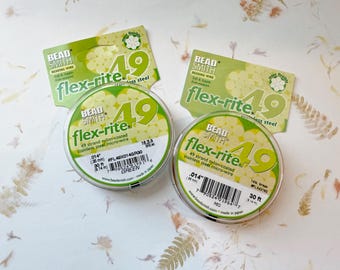 Flex-Rite Beading Wire, 2 Colors To Choose From, 49 Strand Nylon Coated Stainless Steel Micro Wire, .014 Inch, 30 Foot Rolls, Made In Japan