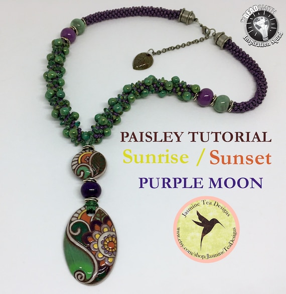 PDF Kumihimo Pattern, PAISLEY Beaded Kumihimo Necklace Tutorial, Tutorial Only, Includes Sunrise, Sunset And Purple Moon, Instant Download