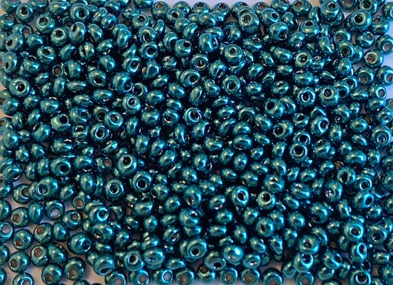 TOHO 3mm Higher Metallic Teal Hematite Magatama Beads, Toho Color 519c, 2.5 Inch Tube, 8 to 9 Grams