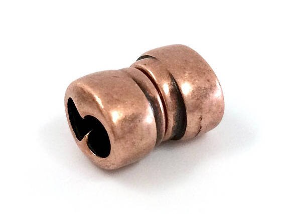 Antique Copper Double 5mm Hole Magnetic Clasp, Two Hole Clasp, Great For Leather and Kumihimo Cords