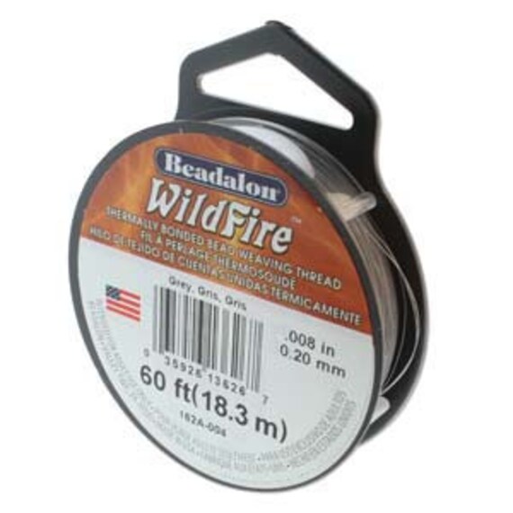 Grey, Gray Beadalon WildFire Thread, .008 Inches, .20mm, 50 Yards Per Spool Or 150 Feet, Thermally Bonded Bead Weaving Thread