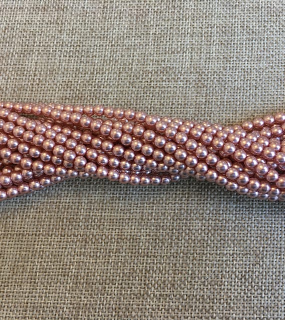 Antique Pink 4mm Alabaster Glass Pearls, 120 Pearls Per Strand, Used in Every Day Pretty, Red