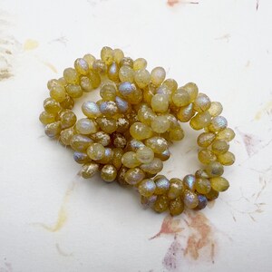 5x7mm Teardrop Beads, Beige with AB and Etched Finish, 5x7mm Teardrop Beads, 50 Teardrops