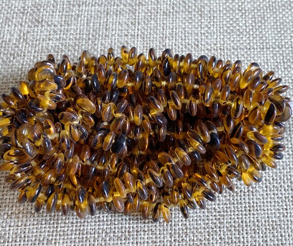 Light Tortoise Czech Glass 6mm Lentil Beads, 50 Beads per Strand,  Czech Glass Lentil Beads, Single Hole, Top Drilled Lentil Beads