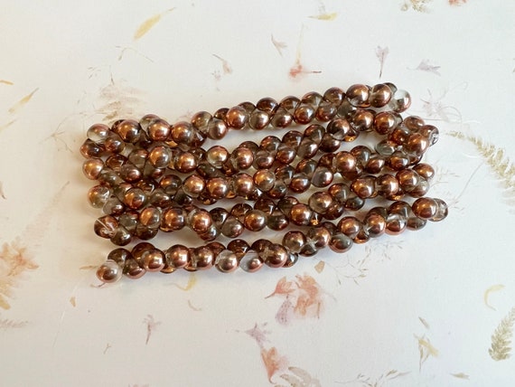 Crystal Capri Gold 9x8mm Mushroom Beads, Mushroom Button Beads, 30 Beads Per Strand