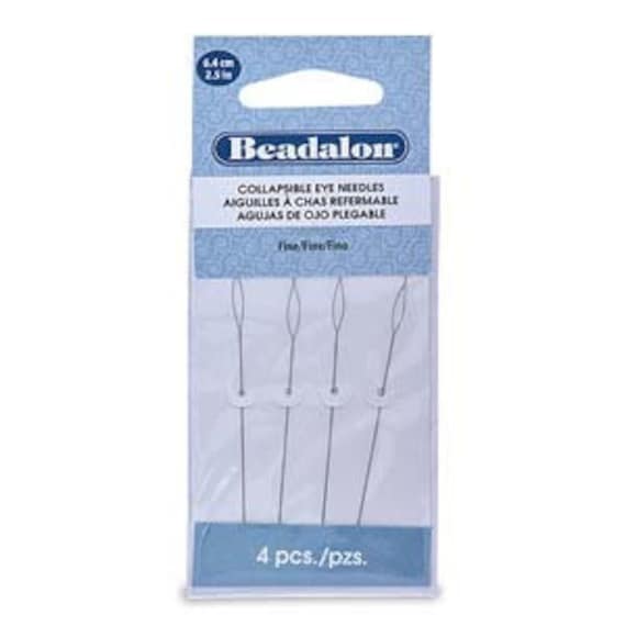 Beadalon FINE Collapsible Eye Needles, 4 Needles Per Pack, 2.5 Inches