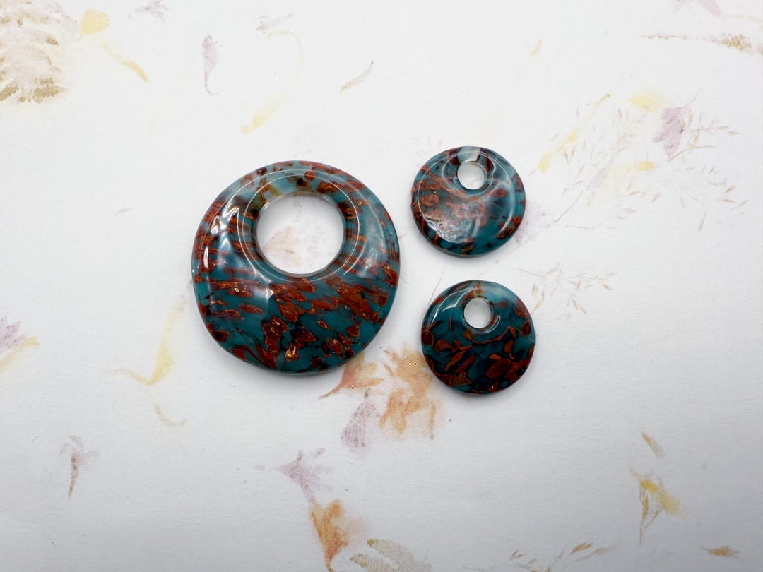 Cyye Teal Copper Halo Boro Disk Beads, Handcrafted in California, Set of 3 ...