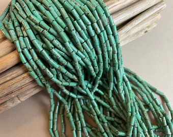 9x4mm Aged Picasso Czech Tube Beads, Wampum Jade Picasso Tube Beads, Tribal Beads, Bugle Beads