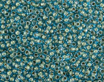 TOHO Gold Lined Aqua 8/o Round Seed Beads, TOHO Color 284 In 3 Inch Tubes, 14 grams