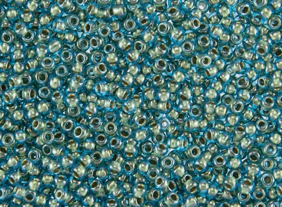 TOHO Gold Lined Aqua 8/o Round Seed Beads, TOHO Color 284 In 3 Inch Tubes, 14 grams