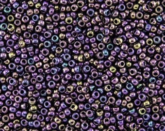 TOHO Purple Iris Size 11/o Seed Beads, Toho Round Seed Beads, Color 85 Metallic, 5 Inch Tubed