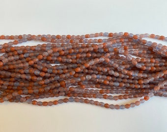 4mm Fire Polish Beads, Hurricane Glass Fire Polish Beads, Calico Hills Faceted 4mm Fire Polish Beads, Matte Finish, 50 Beads Per Strand