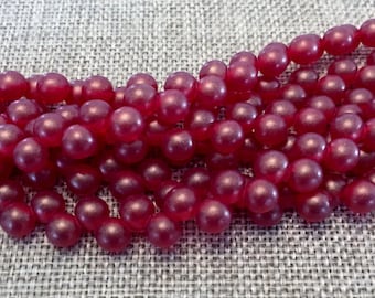 Sueded Gold Ruby, 6mm Top Hole Round Beads, Color Trends,  25 Beads Per Strand