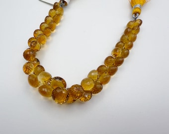 Citrine Quartz, Onion Cut Golden Citrine, 6 Inch Strand, 6mm, 43 Graduated Stones