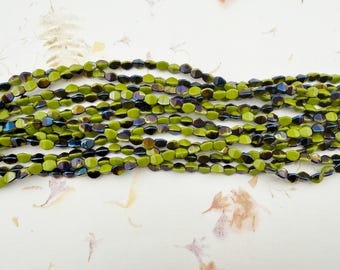 Blue Iris Opaque Olivine, Pinch Bead, Specialty Beads  (5x3mm, 50/Strand)