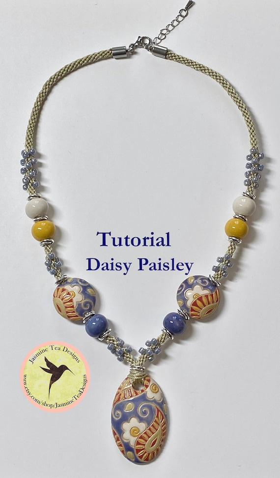 PDF Kumhimo Pattern, DAISY PAISELY, Partially Beaded Kumihimo Necklace Tutorial, Tutorial Only, Instant Download