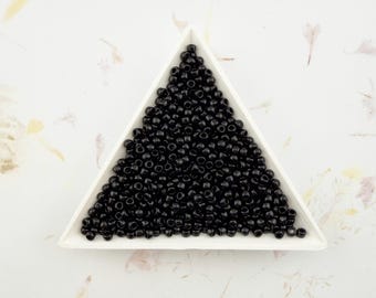 TOHO 8/0 Opaque Jet Black Seed Beads, (Color 49), 3mm
