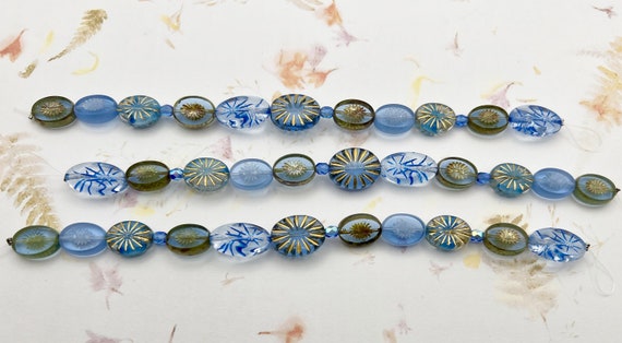 Beam Blue Czech Glass Mix, 7 Inch Strand of Assorted Table Cut Czech Glass Beads in Blue Tones
