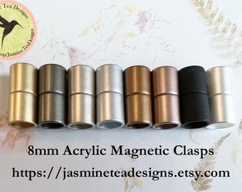 8mm Acrylic Magnetic End Cap Clasp, Acrylic Magnetic Clasp, Eight Finishes To Chose From, Glue-In Magnetic Clasps