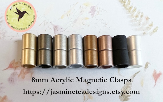 8mm Acrylic Magnetic End Cap Clasp, Acrylic Magnetic Clasp, Eight Finishes To Chose From, Glue-In Magnetic Clasps