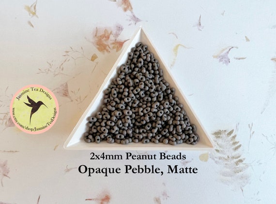 Opaque, Pebble, Luster Matte Peanut Beads, 2x4mm Peanut Beads, Matsuno Peanut Beads, 30 grams, 6 Inch Tubes, Matte Finish