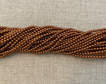Copper Shiny 4mm Glass Pearls, 120 Pearls Per Strand