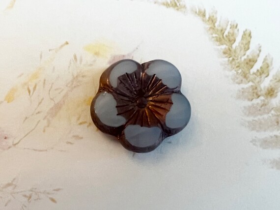 Hibiscus Flower, 21mm, Pale Thistle with AB and Purple Bronze Finish, Table Cut Czech Glass Hibiscus Flowers, 1 Piece