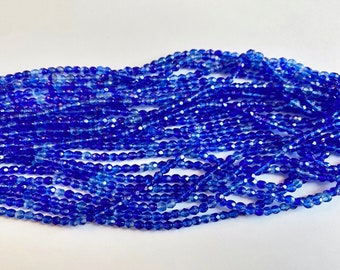 4mm Fire Polish Beads, Hurricane Glass Fire Polish Beads, Bluebell, Faceted 4mm Fire Polish Beads, Shiny Finish, 50 Beads Per Strand