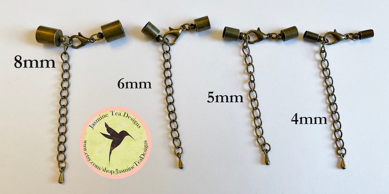 Antique Bronze Plated Lobster Clasp With 2 Extender And Tip Dangle Clasp Set 5mm And 4mm End Caps Four Sizes 8mm 6mm