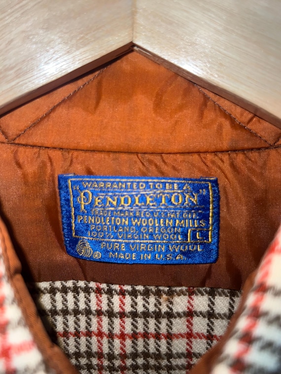 Men's Large Pendleton Plaid Wool Button Down Vint… - image 3