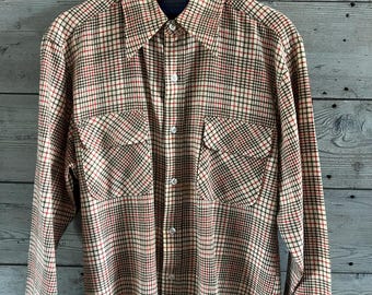 Men's Large Pendleton Plaid Wool Button Down Vintage