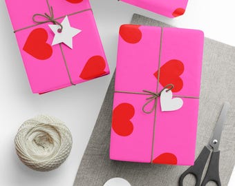 Papel para envolver regalos con corazones de neón: ¡5 colores disponibles!