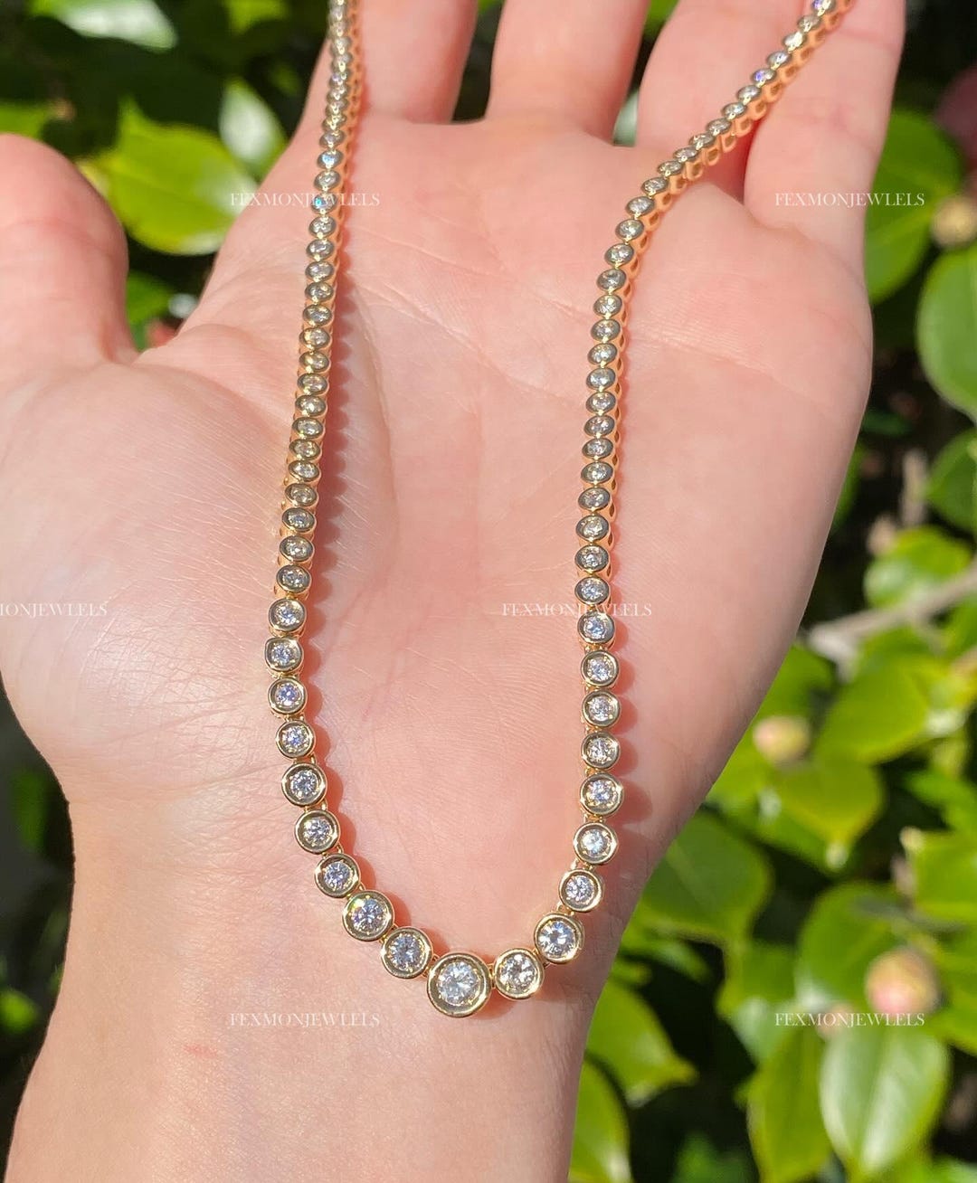 ネックレス・ペンダント Round Bezel Balance Necklace #3718 CZ Bezel Tennis Necklace – Adina Eden