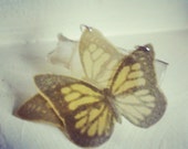 Gold Butterfly Earrings, Wing Earrings, long fluttering, Paper jewelry, free spirit, gypsy jewelry