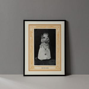 Framed Vintage Cat Print | Cute Kitten Queen | Eclectic Home Wall Decor